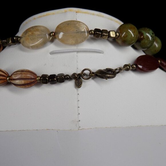 Premier Designs 54" Long Necklace Bronze Multi-color Stones Beads Mango Madness - Picture 5 of 8